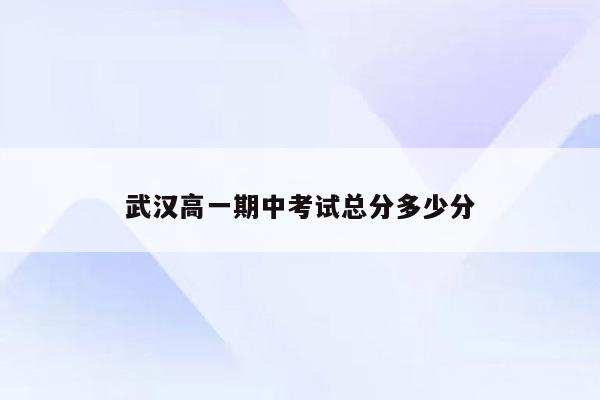 武汉高一期中考试总分多少分