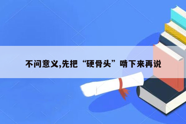 不问意义,先把“硬骨头”啃下来再说