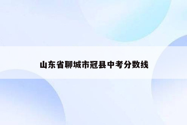 山东省聊城市冠县中考分数线