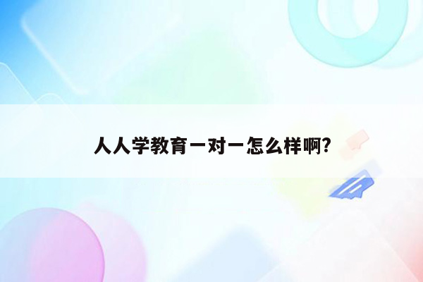 人人学教育一对一怎么样啊?