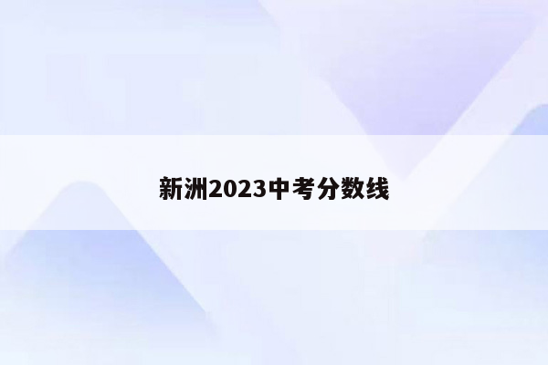 新洲2026中考分数线