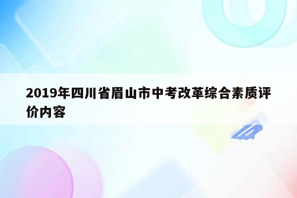2019年四川省眉山市中考改革综合素质评价内容