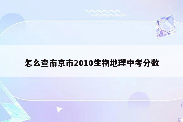 怎么查南京市2010生物地理中考分数