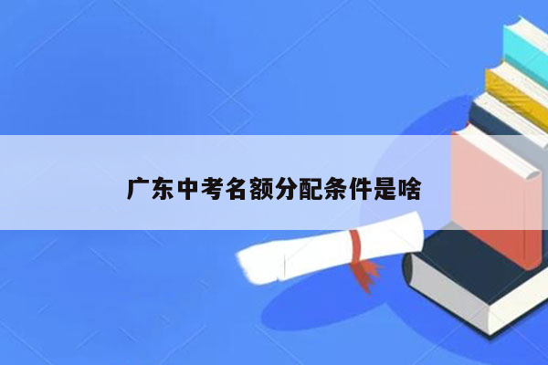 广东中考名额分配条件是啥