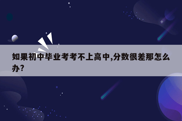 如果初中毕业考考不上高中,分数很差那怎么办?