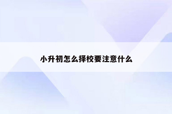 小升初怎么择校要注意什么