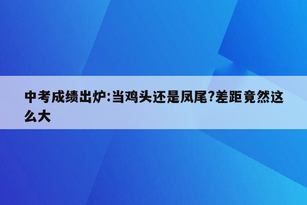 中考成绩出炉:当鸡头还是凤尾?差距竟然这么大