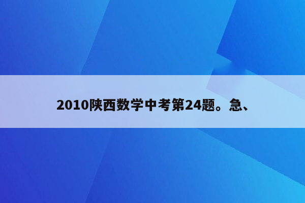 2010陕西数学中考第24题。急、