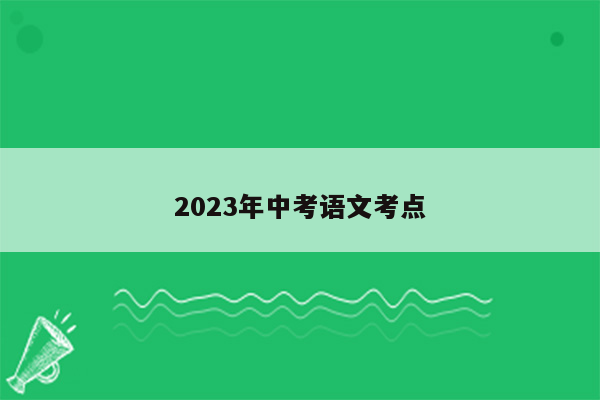 2023年中考语文考点