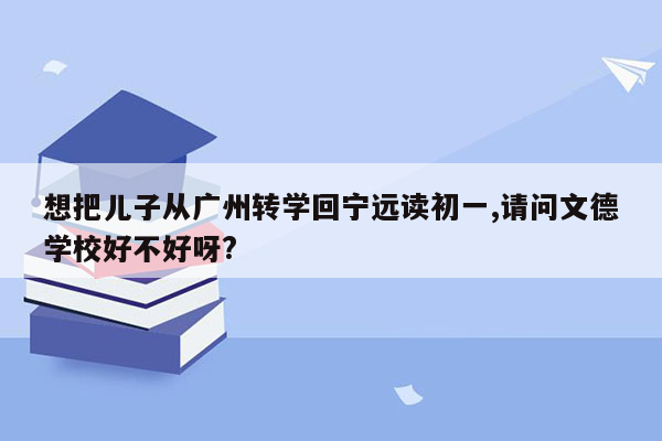 想把儿子从广州转学回宁远读初一,请问文德学校好不好呀?