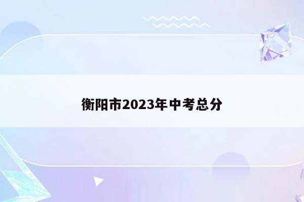 衡阳市2023年中考总分