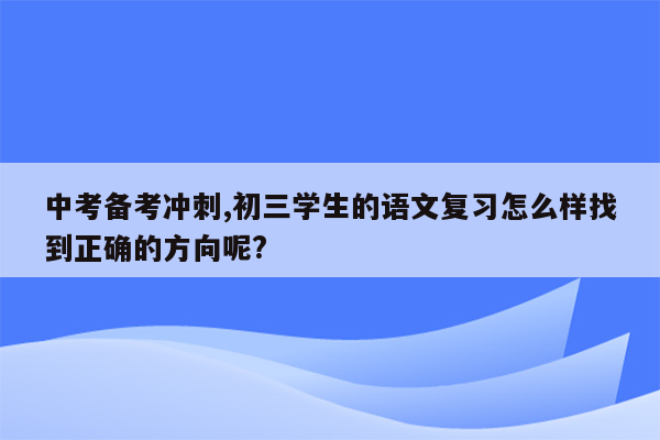 中考备考冲刺,初三学生的语文复习怎么样找到正确的方向呢?
