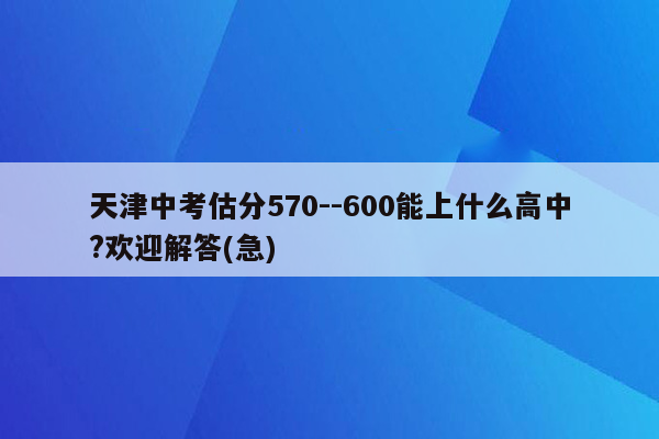 天津中考估分570--600能上什么高中?欢迎解答(急)