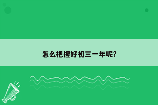 怎么把握好初三一年呢?