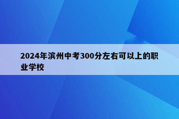 2024年滨州中考300分左右可以上的职业学校