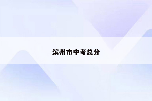 滨州市中考总分