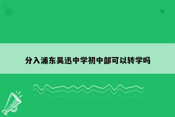 分入浦东吴迅中学初中部可以转学吗