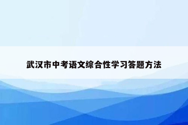 武汉市中考语文综合性学习答题方法
