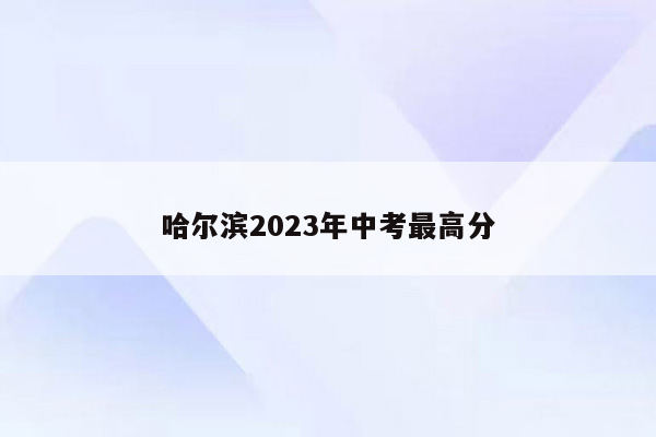 哈尔滨2023年中考最高分