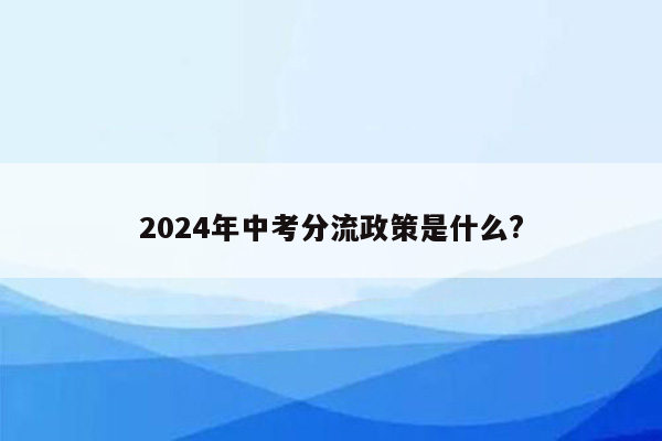 2024年中考分流政策是什么?