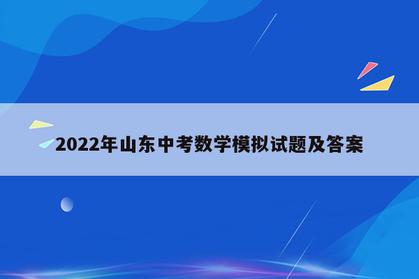 2022年山东中考数学模拟试题及答案