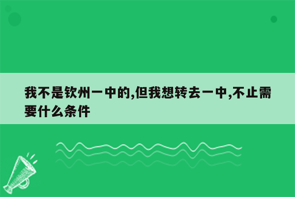 我不是钦州一中的,但我想转去一中,不止需要什么条件
