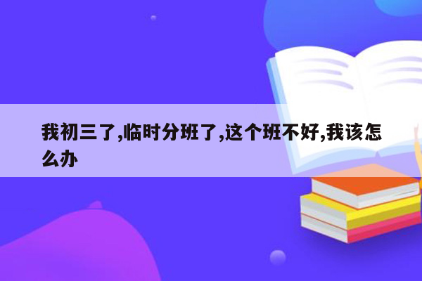 我初三了,临时分班了,这个班不好,我该怎么办