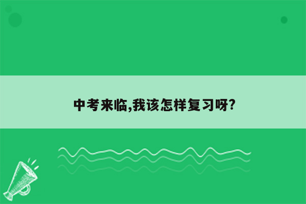 中考来临,我该怎样复习呀?