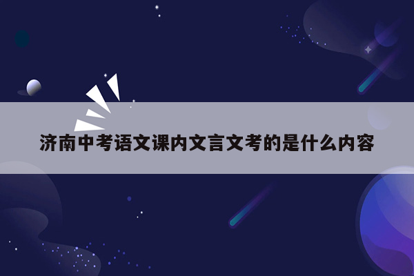 济南中考语文课内文言文考的是什么内容