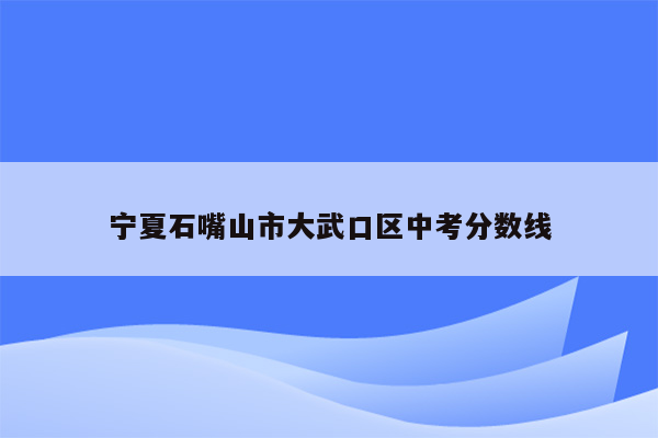 宁夏石嘴山市大武口区中考分数线