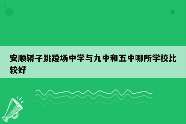 安顺轿子跳蹬场中学与九中和五中哪所学校比较好