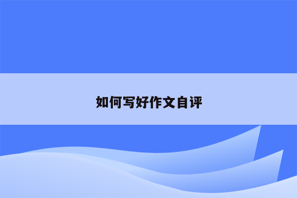 如何写好作文自评