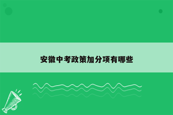 安徽中考政策加分项有哪些
