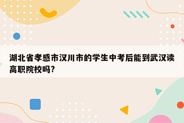 湖北省孝感市汉川市的学生中考后能到武汉读高职院校吗?