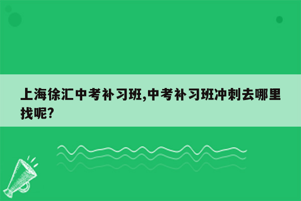 上海徐汇中考补习班,中考补习班冲刺去哪里找呢?