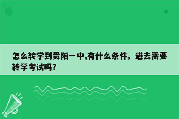 怎么转学到贵阳一中,有什么条件。进去需要转学考试吗?
