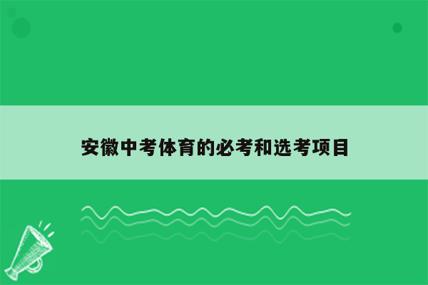 安徽中考体育的必考和选考项目