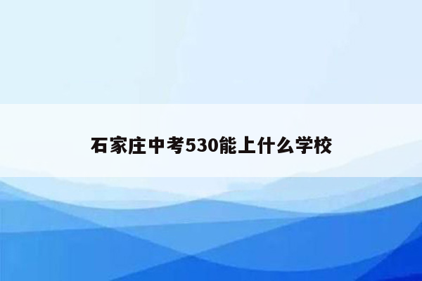 石家庄中考530能上什么学校