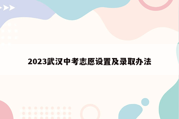 2023武汉中考志愿设置及录取办法