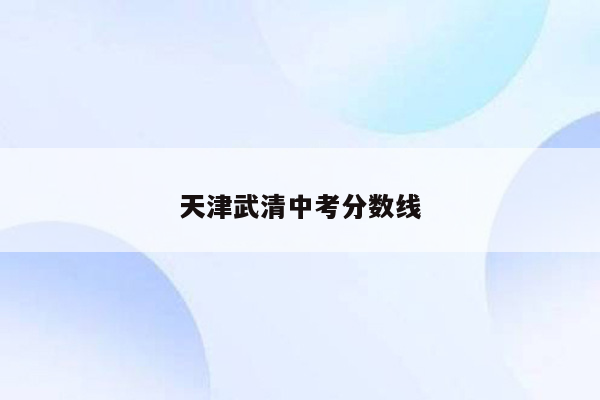 天津武清中考分数线