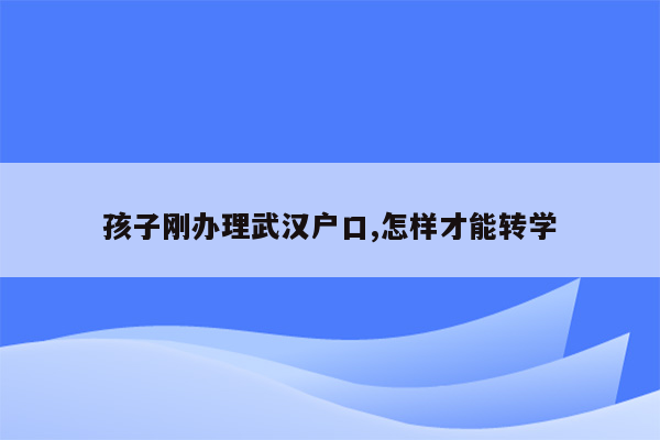 孩子刚办理武汉户口,怎样才能转学