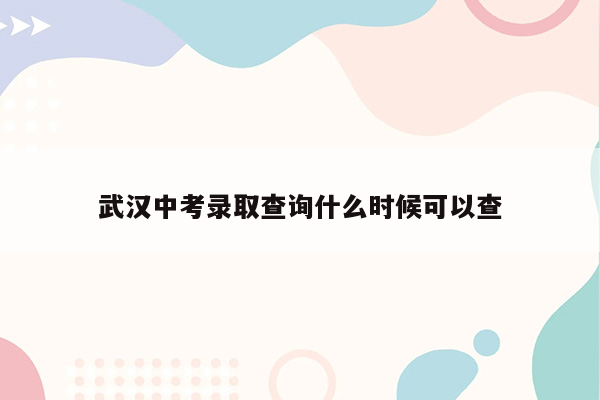 武汉中考录取查询什么时候可以查