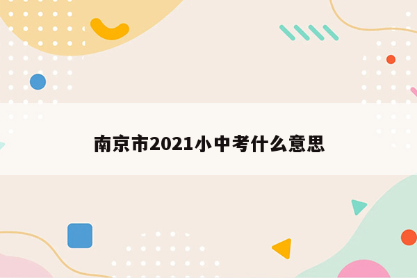 南京市2021小中考什么意思