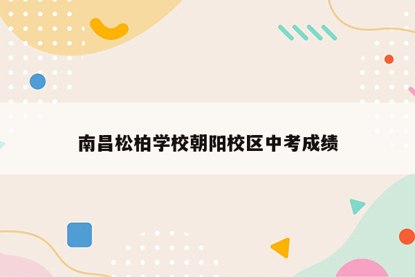 南昌松柏学校朝阳校区中考成绩