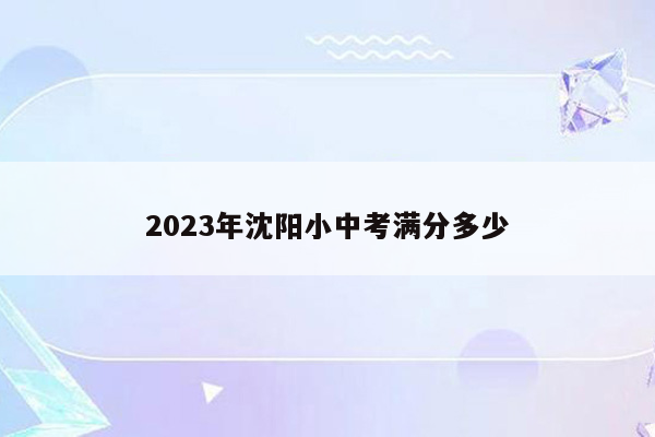 2023年沈阳小中考满分多少