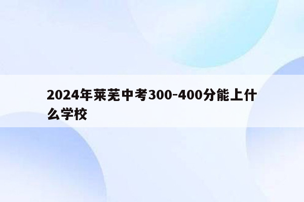 2024年莱芜中考300-400分能上什么学校