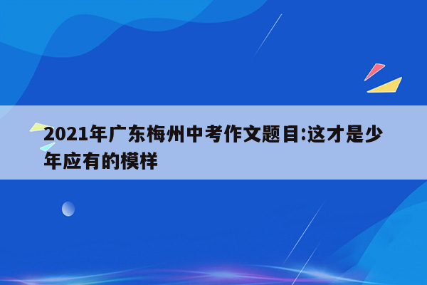 2021年广东梅州中考作文题目:这才是少年应有的模样