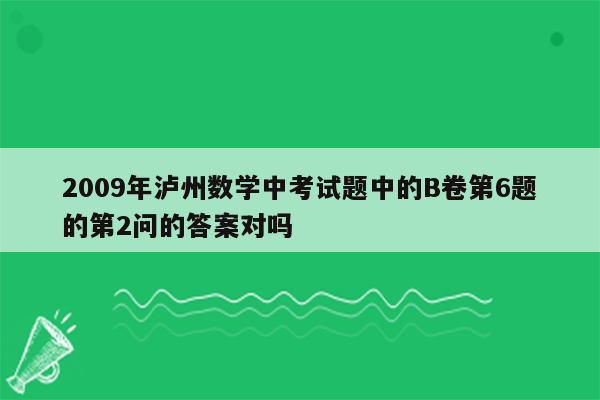 2009年泸州数学中考试题中的B卷第6题的第2问的答案对吗