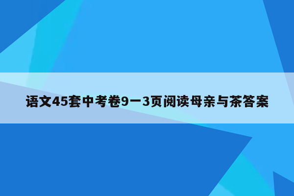 语文45套中考卷9一3页阅读母亲与茶答案