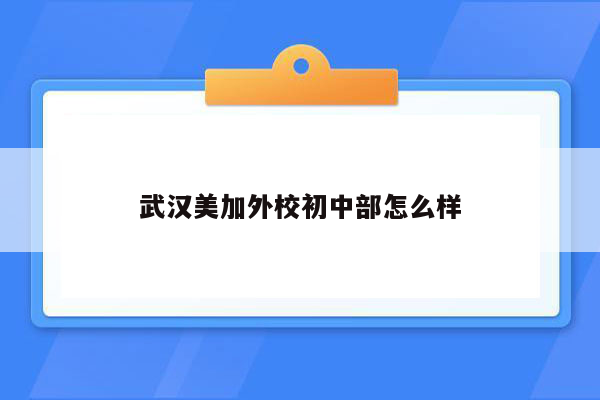 武汉美加外校初中部怎么样